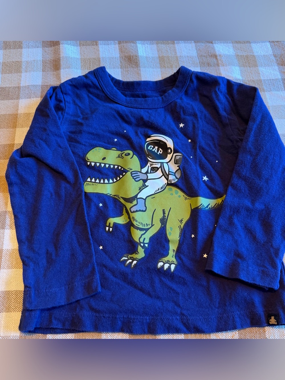 GAP Kids Navy Blue Astronaut Dino Graphic Long-Sleeve Tee
